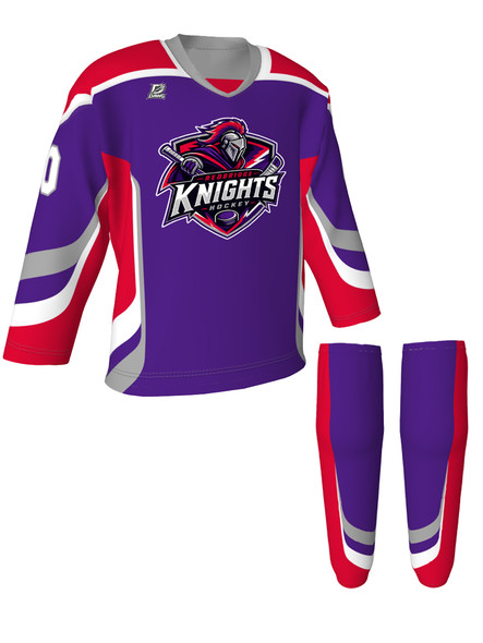 Dawg - Adult/Youth "Slapshot" Custom Sublimated V-Neck Non-Yoked Hockey Jersey + Socks