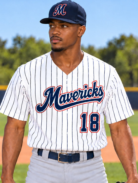 "Pinstripe Prophecy" Button Front Baseball Jersey