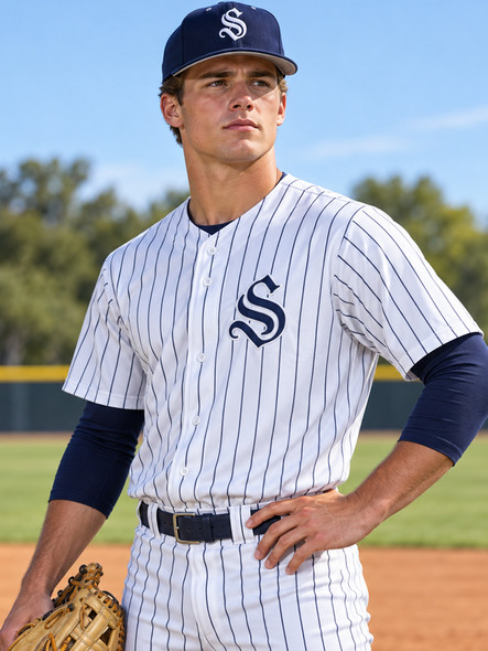 "Yankee Pinstripe" Button Front Baseball Jersey