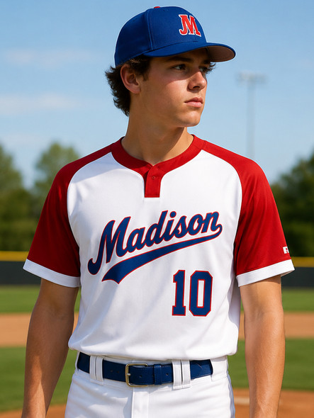 Youth "Baseline" Covered Placket Baseball Jersey