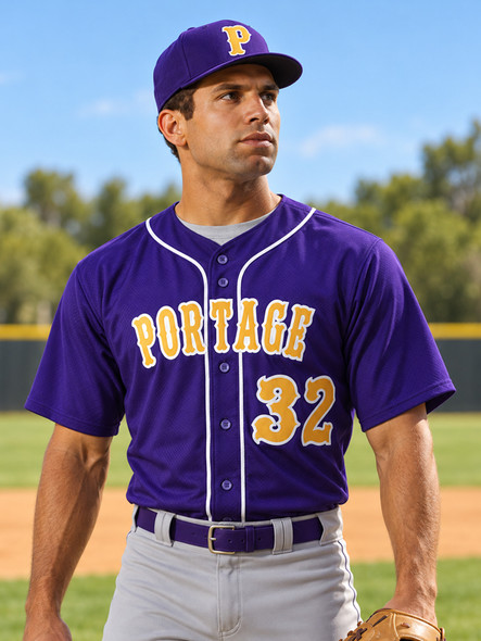"Triple Crown" Button Front Baseball Jersey