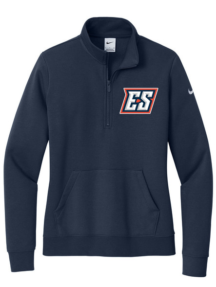 Womens Nike "Club Sleeve Swoosh" 8.3 oz 80/20 1/2 Zip Pullover