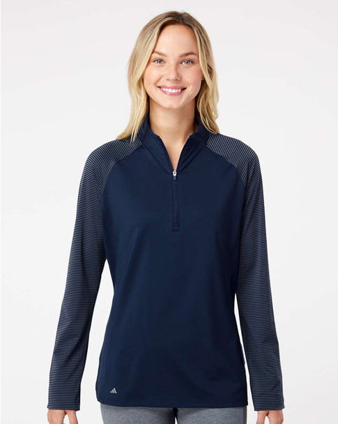 Womens Adidas "Shoulder Stripe" 1/4 Zip Pullover