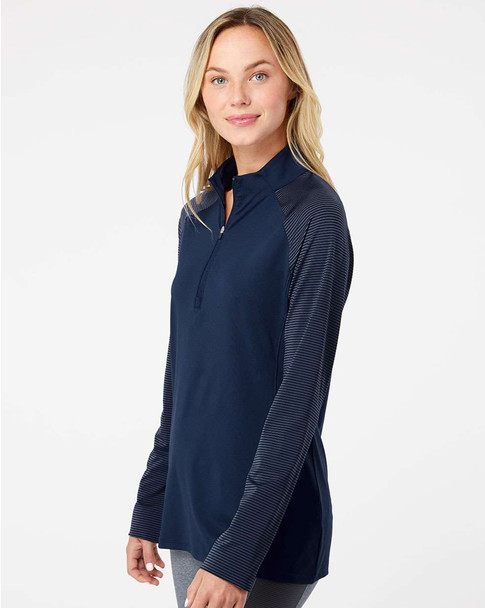 Womens Adidas "Shoulder Stripe" 1/4 Zip Pullover