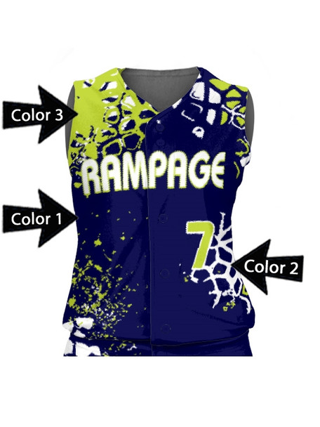 Control Series Premium - Womens/Girls "Wild Card" Custom Sublimated Sleeveless Button Front Softball Jersey