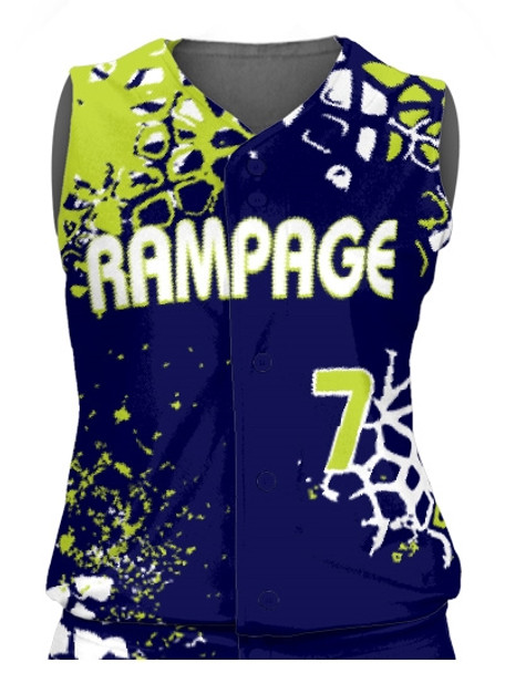 Control Series Premium - Womens/Girls "Wild Card" Custom Sublimated Sleeveless Button Front Softball Jersey