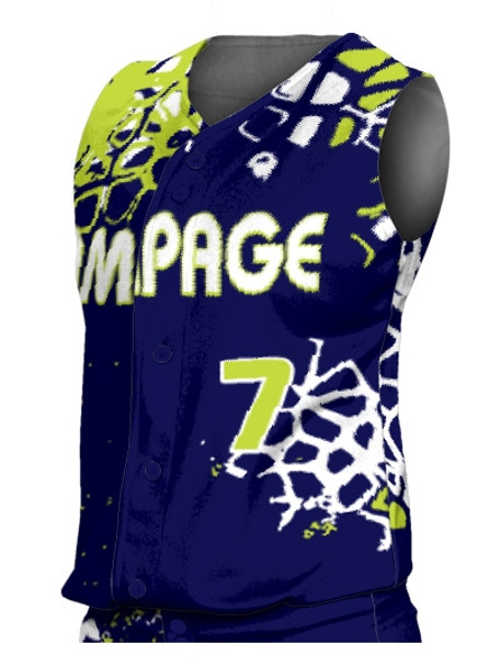 Control Series Premium - Womens/Girls "Wild Card" Custom Sublimated Sleeveless Button Front Softball Jersey