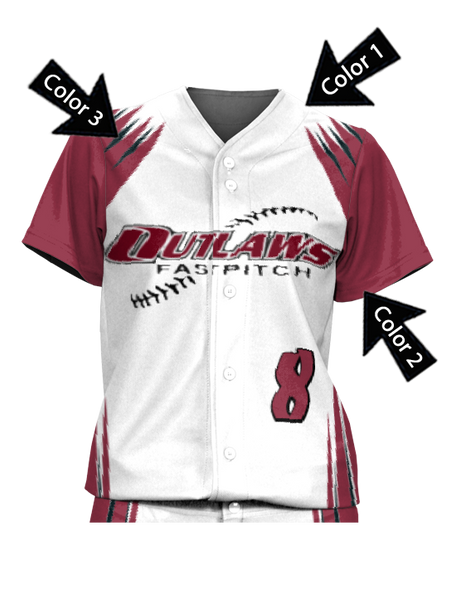 Control Series Premium - Womens/Girls "Velocity" Custom Sublimated Button Front Softball Jersey