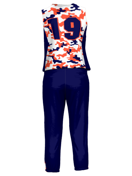 Control Series Premium - Womens/Girls "Camo" Custom Sublimated  Sleeveless Button Front Softball Set