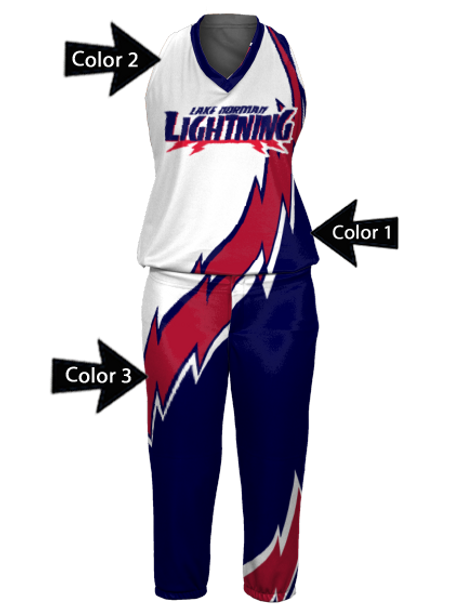 Control Series Premium - Womens/Girls "Thunderbolt" Custom Sublimated Racerback Softball Set