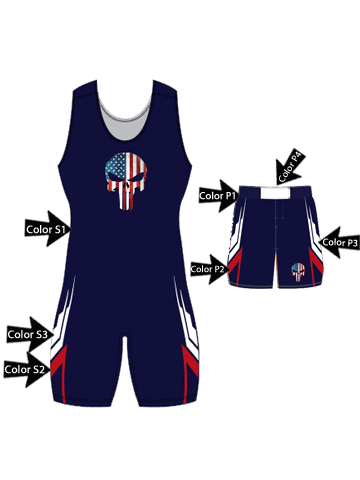 Adult/Youth "Tombe" Custom Sublimated Wrestling Singlet with Grappler Shorts