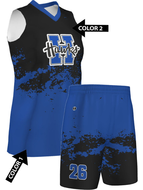 Quick Ship Plus - Womens/Girls "Fall Away" Custom Sublimated Basketball Uniform