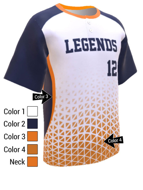 Control Series Premium  - "Grid" Custom Sublimated 2 Button Baseball Jersey