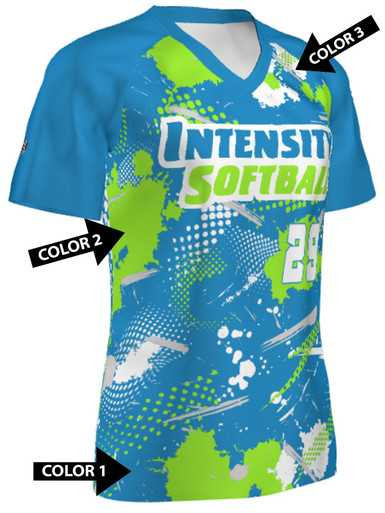 Quick Ship - Womens/Girls "Splatter" Custom Sublimated Softball Jersey-2 Classic Quick Ship Softball Jerseys All Sports Uniforms