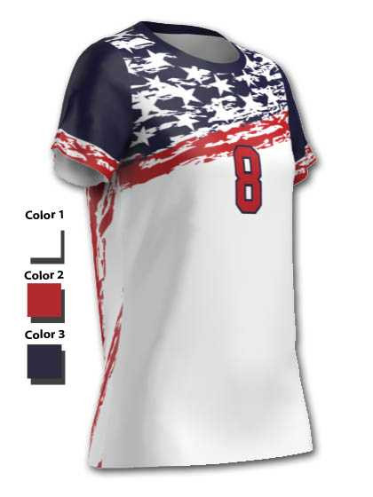 Control Series Premium - Womens/Girls "Freedom (Short Sleeve)" Custom Sublimated Volleyball Jersey Premium Volleyball Jerseys All Sports Uniforms