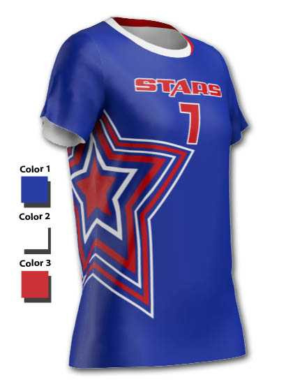 Control Series Premium - Womens/Girls "Stars Short Sleeve" Custom Sublimated Volleyball Jersey Control Series Volleyball Jerseys All Sports Uniforms