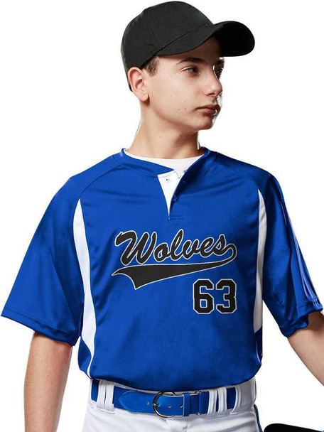 Adult/Youth "Wild Card" Decorated Two-Button Baseball League Jersey - Order League Baseball Admin Products All Sports Uniforms