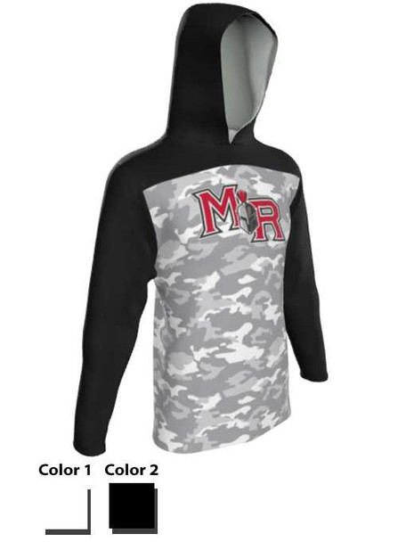 Control Series - Adult/Youth "Sideline Camo" Custom Sublimated Long Sleeve Hooded Shooting Shirt Hooded Sublimated Shooting Shirts All Sports Uniforms