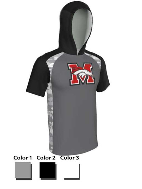 Control Series - Adult/Youth "Bronco Digi Camo" Custom Sublimated Short Sleeve Hooded Shooting Shirt Hooded Sublimated Shooting Shirts All Sports Uniforms