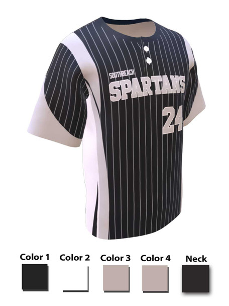 Control Series - "Spartan" Custom Sublimated 2 Button Baseball Jersey 2 Buttons All Sports Uniforms