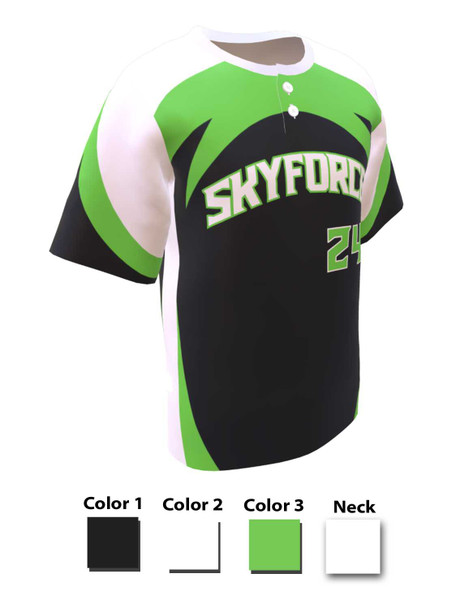Control Series - "Skyforce" Custom Sublimated 2 Button Baseball Jersey 2 Buttons All Sports Uniforms