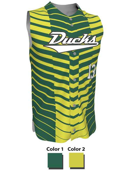 Juice - "Wild" Custom Sublimated Sleeveless Button Front Baseball Jersey Sleeveless All Sports Uniforms