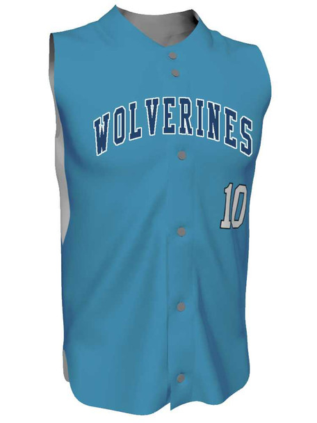 Juice - "Prodigy" Custom Sublimated Sleeveless Button Front Baseball Jersey Sleeveless All Sports Uniforms