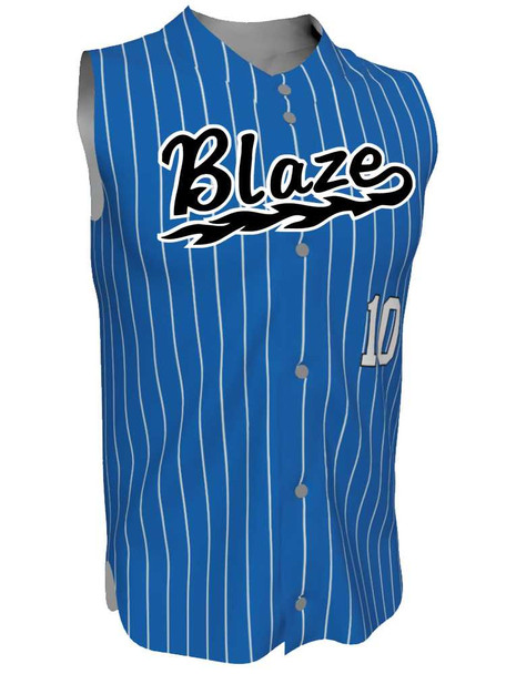 Juice - "Slugger" Custom Sublimated Sleeveless Button Front Baseball Jersey Sleeveless All Sports Uniforms