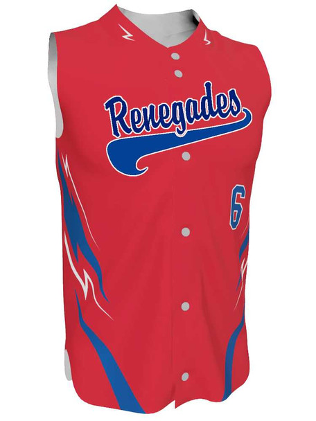 Juice - "Drive" Custom Sublimated Sleeveless Button Front Baseball Jersey Sleeveless All Sports Uniforms