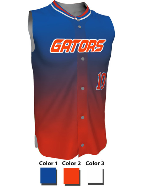 Control Series Premium - "Brooklyn Gradient" Custom Sublimated Sleeveless Button Front Baseball Jersey