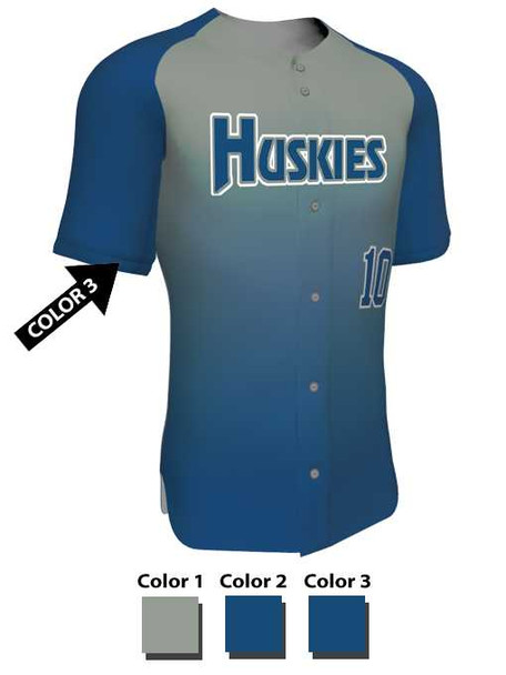 Juice Series - "Curve Gradient" Custom Sublimated Button Front Baseball Jersey Button Fronts All Sports Uniforms