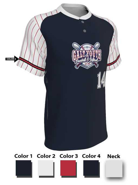 Juice Series - "Bullpen" Custom Sublimated Two Button Baseball Jersey 2 Buttons All Sports Uniforms