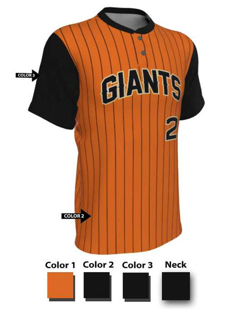 Juice Series - "Slugger 2" Custom Sublimated Two Button Baseball Jersey 2 Buttons All Sports Uniforms