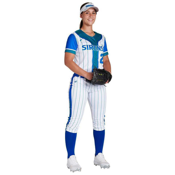 Juice Series - Womens/Girls "Duel 2 - Single Stripe" Custom Sublimated Softball Pants Mid-Calf Softball Pants All Sports Uniforms