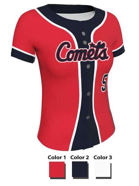 Juice Series - "Backstop" Custom Sublimated Button Front Softball Jersey Button Front Jerseys All Sports Uniforms