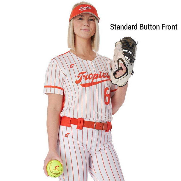 Juice Series - "Curve" Custom Sublimated Button Front Softball Jersey Button Front Jerseys All Sports Uniforms