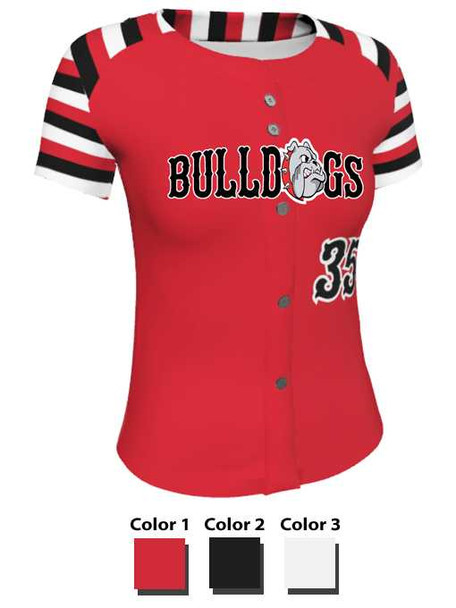 Juice Series - "Platoon" Custom Sublimated Button Front Softball Jersey Button Front Jerseys All Sports Uniforms