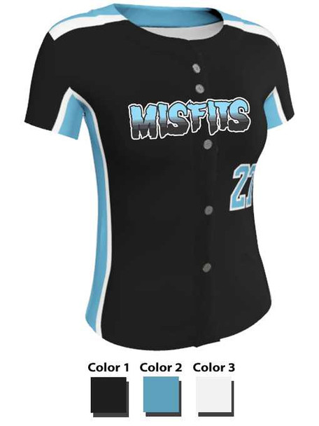 Juice Series - "Slider" Custom Sublimated Button Front Softball Jersey Button Front Jerseys All Sports Uniforms