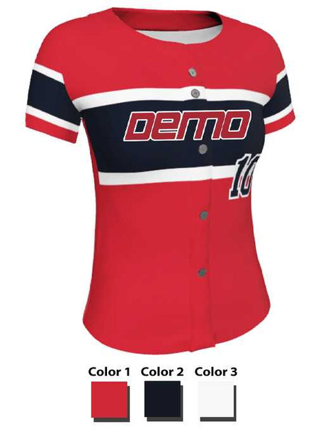 Juice Series - "Throwback" Custom Sublimated Button Front Softball Jersey Button Front Jerseys All Sports Uniforms