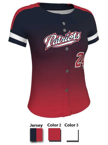 Juice Series - "Breaker Gradient" Custom Sublimated Button Front Softball Jersey Button Front Jerseys All Sports Uniforms