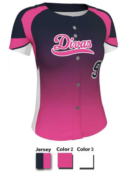 Juice Series - "Closer Gradient" Custom Sublimated Button Front or Faux Front Softball Set Juice Button Front Sets All Sports Uniforms
