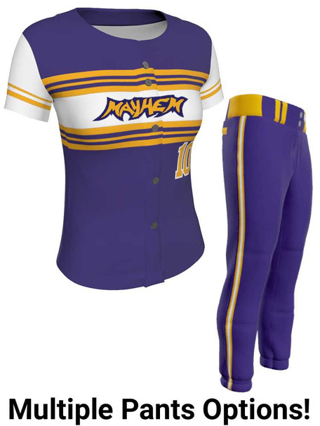 Juice Series - "Enclose" Custom Sublimated Button Front or Faux Front Softball Set Juice Button Front Sets All Sports Uniforms