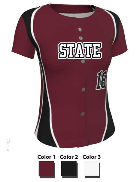 Juice Series - "Typhoon" Custom Sublimated Button Front or Faux Front Softball Set Juice Button Front Sets All Sports Uniforms