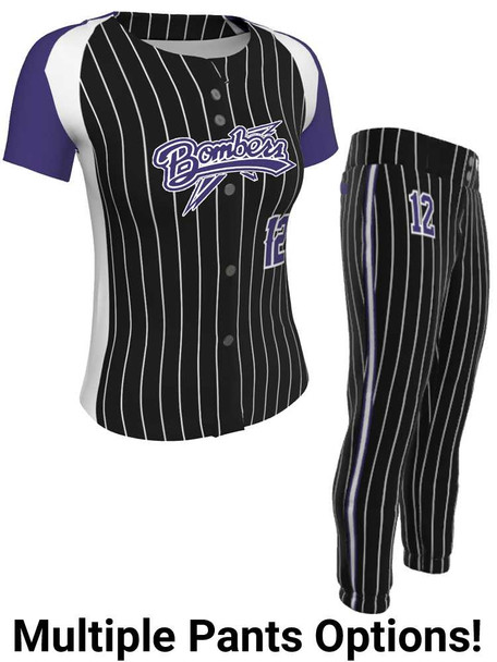 Juice Series - "Base Hitter" Custom Sublimated Button Front or Faux Front Softball Set Juice Button Front Sets All Sports Uniforms