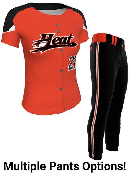 Juice Series - "Bionic" Custom Sublimated Button Front or Faux Front Softball Set Juice Button Front Sets All Sports Uniforms