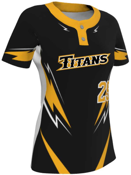 Juice Series - Premium "Drive" Custom Sublimated 2 Button Softball Jersey 2 Button Jerseys All Sports Uniforms
