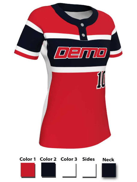 Juice Series - Premium "Throwback" Custom Sublimated 2 Button Softball Jersey 2 Button Jerseys All Sports Uniforms