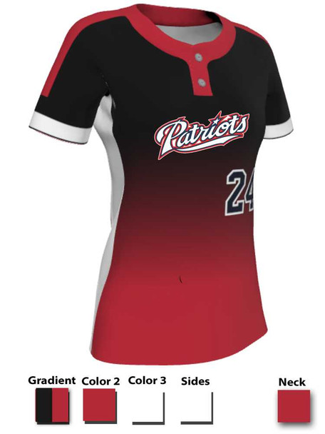 Juice Series - Premium "Breaker Gradient" Custom Sublimated 2 Button Softball Jersey 2 Button Jerseys All Sports Uniforms