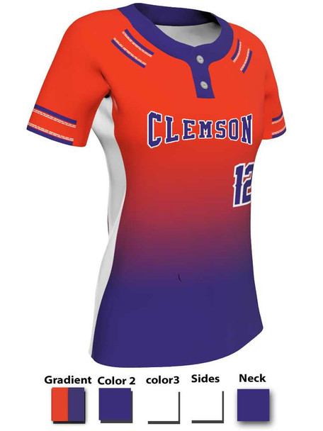 Juice Series - Premium "Down Two Gradient" Custom Sublimated 2 Button Softball Set 2 Button Sets All Sports Uniforms