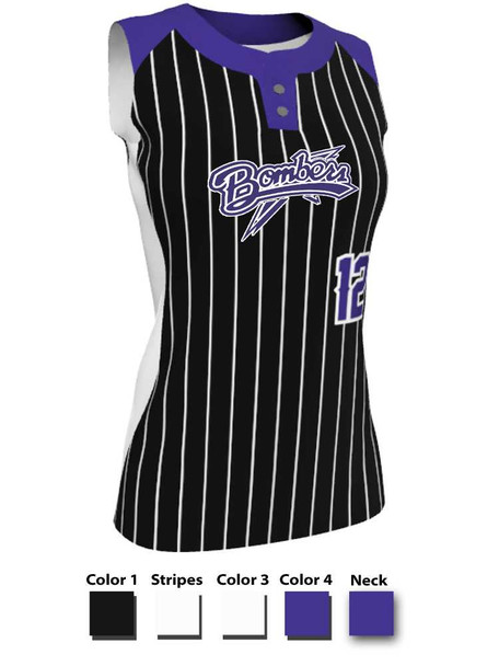 Juice Series - Premium "Base Hitter" Custom Sublimated Sleveless 2 Button Softball Jersey 2 Button All Sports Uniforms